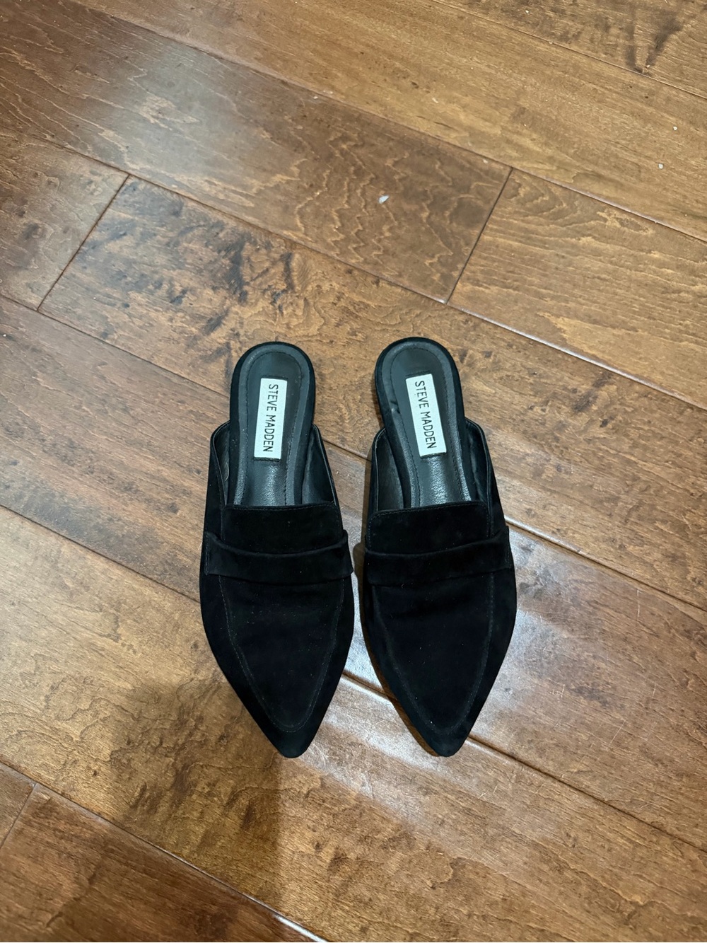 Steve Madden Black Pointed-Toe Backless Mules